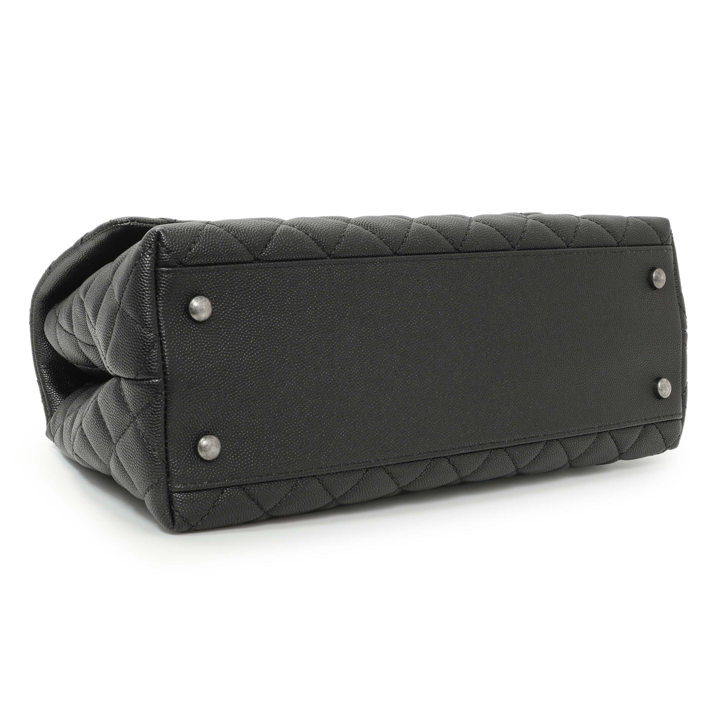 Exclusive Chanel Black Quilted Caviar Small Coco Handle — Back View