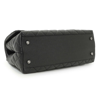 Exclusive Chanel Black Quilted Caviar Small Coco Handle — Back View
