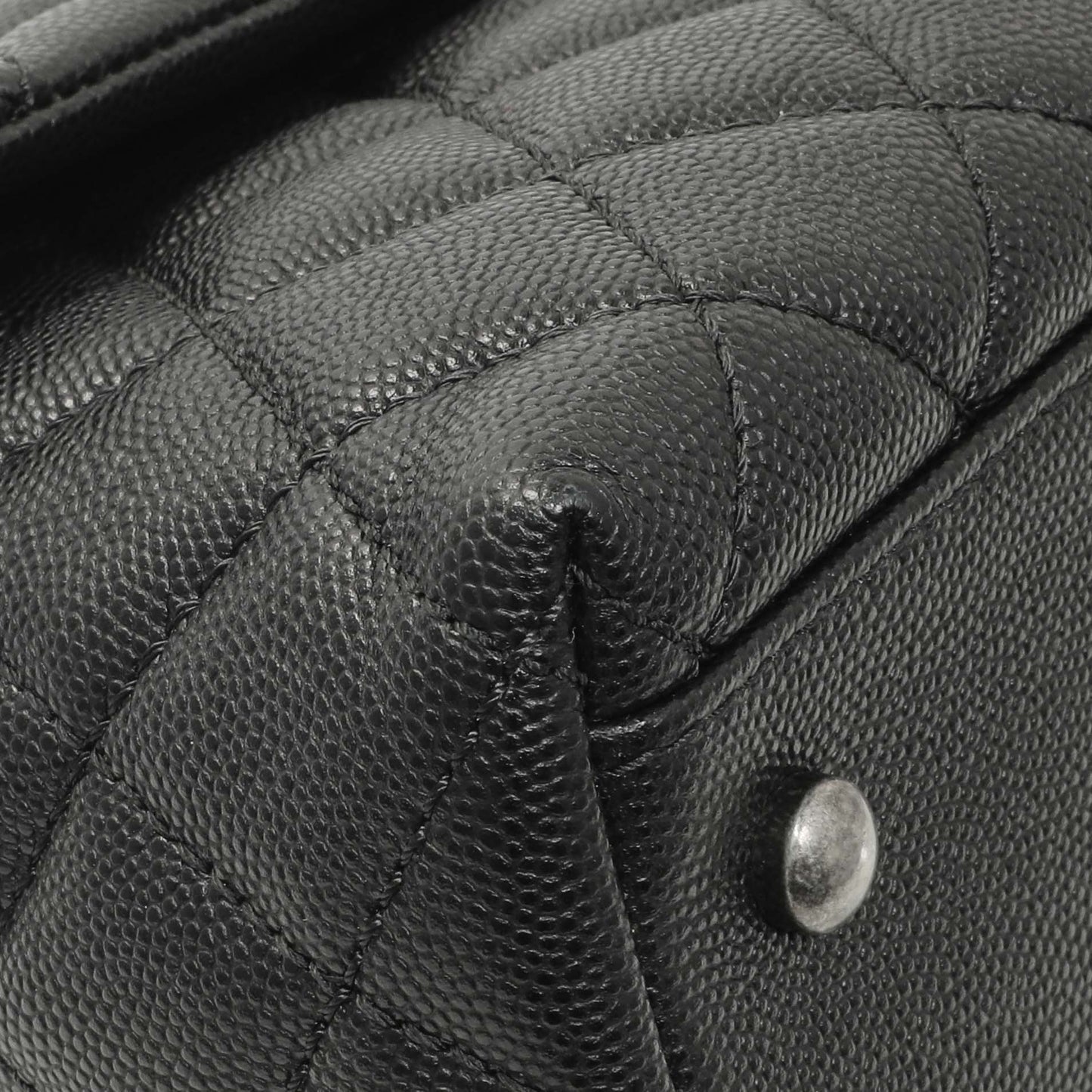 Exclusive Chanel Black Quilted Caviar Small Coco Handle — Top View