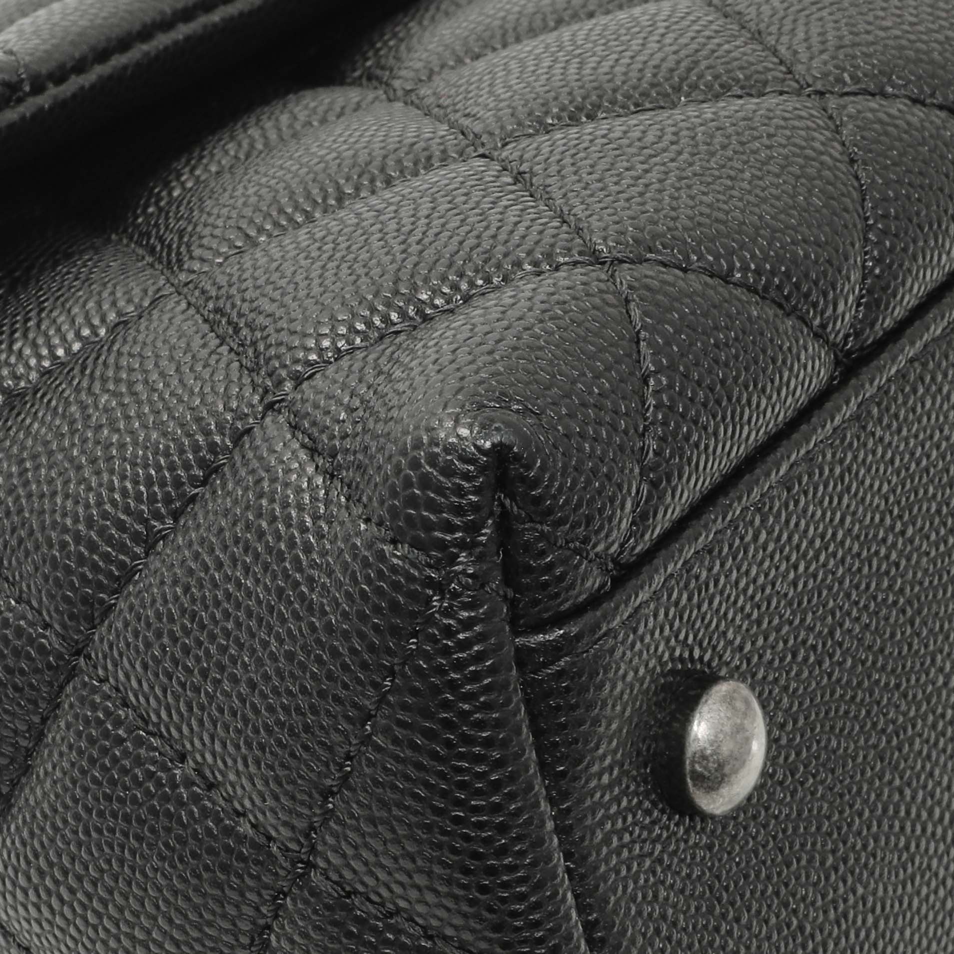 Exclusive Chanel Black Quilted Caviar Small Coco Handle — Top View