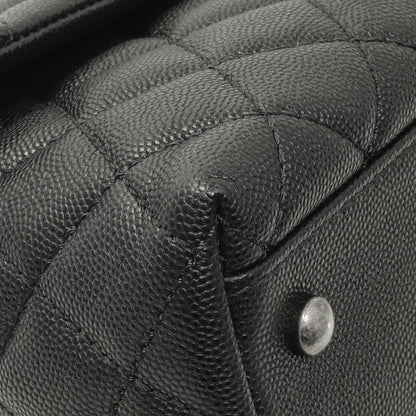 Exclusive Chanel Black Quilted Caviar Small Coco Handle — Top View