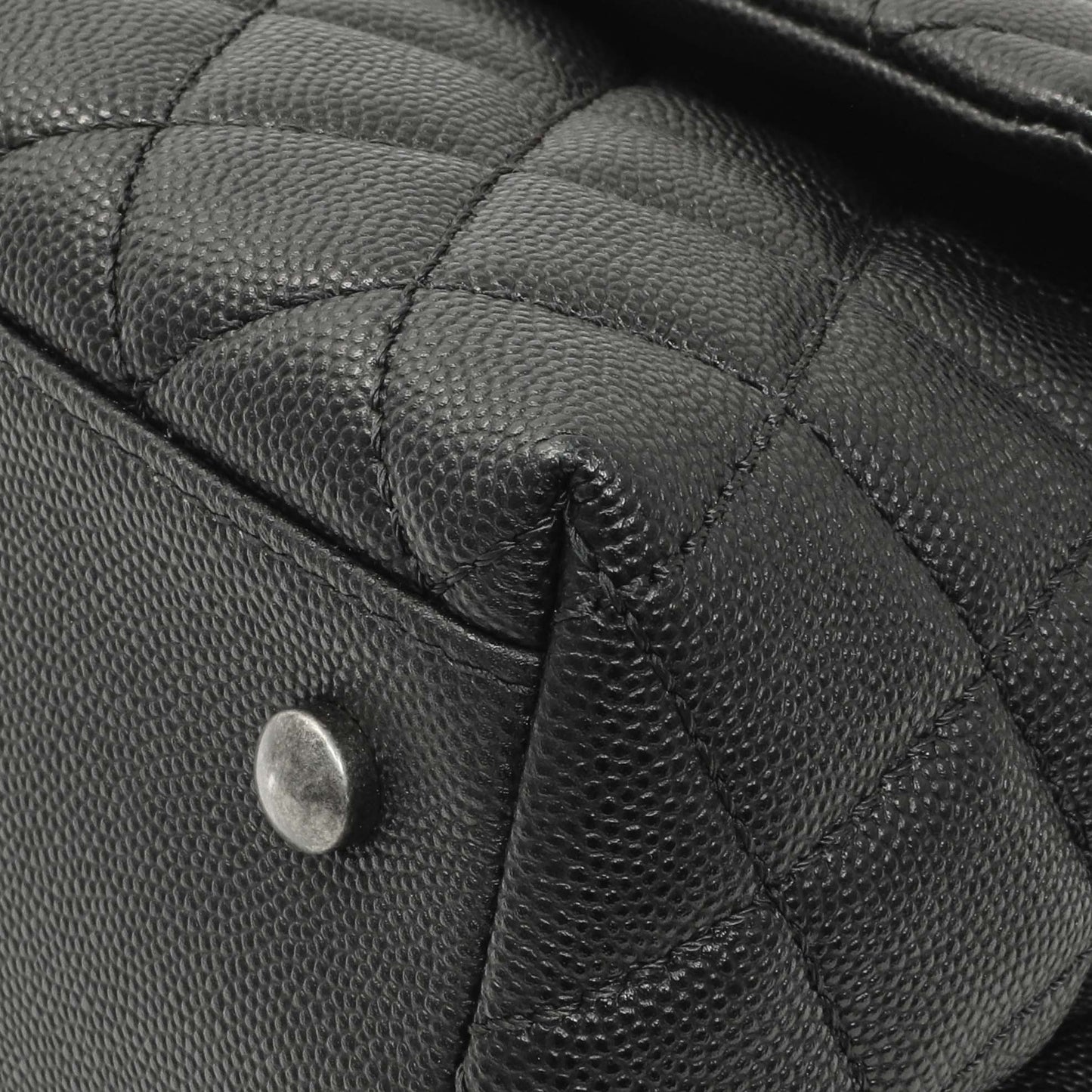 Exclusive Chanel Black Quilted Caviar Small Coco Handle — Detail View