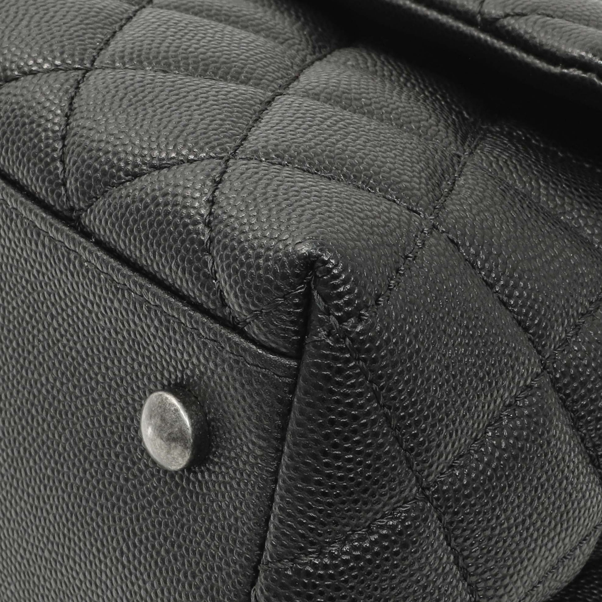 Exclusive Chanel Black Quilted Caviar Small Coco Handle — Detail View