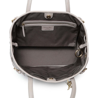 Exclusive Christian Dior Grey Coated Canvas Cannage Small Panarea Tote — Top View