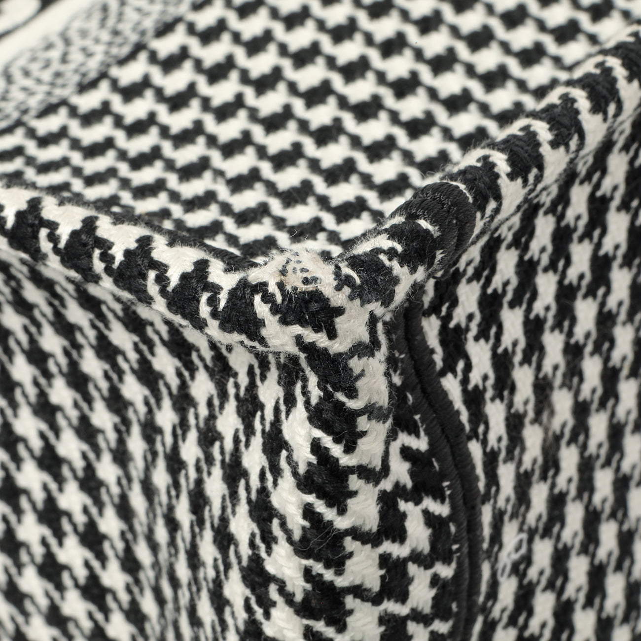 Exclusive Christian Dior Black White Houndstooth Canvas Medium Book Tote — Top View