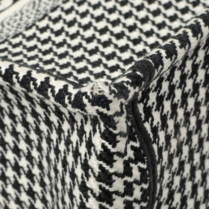 Exclusive Christian Dior Black White Houndstooth Canvas Medium Book Tote — Top View