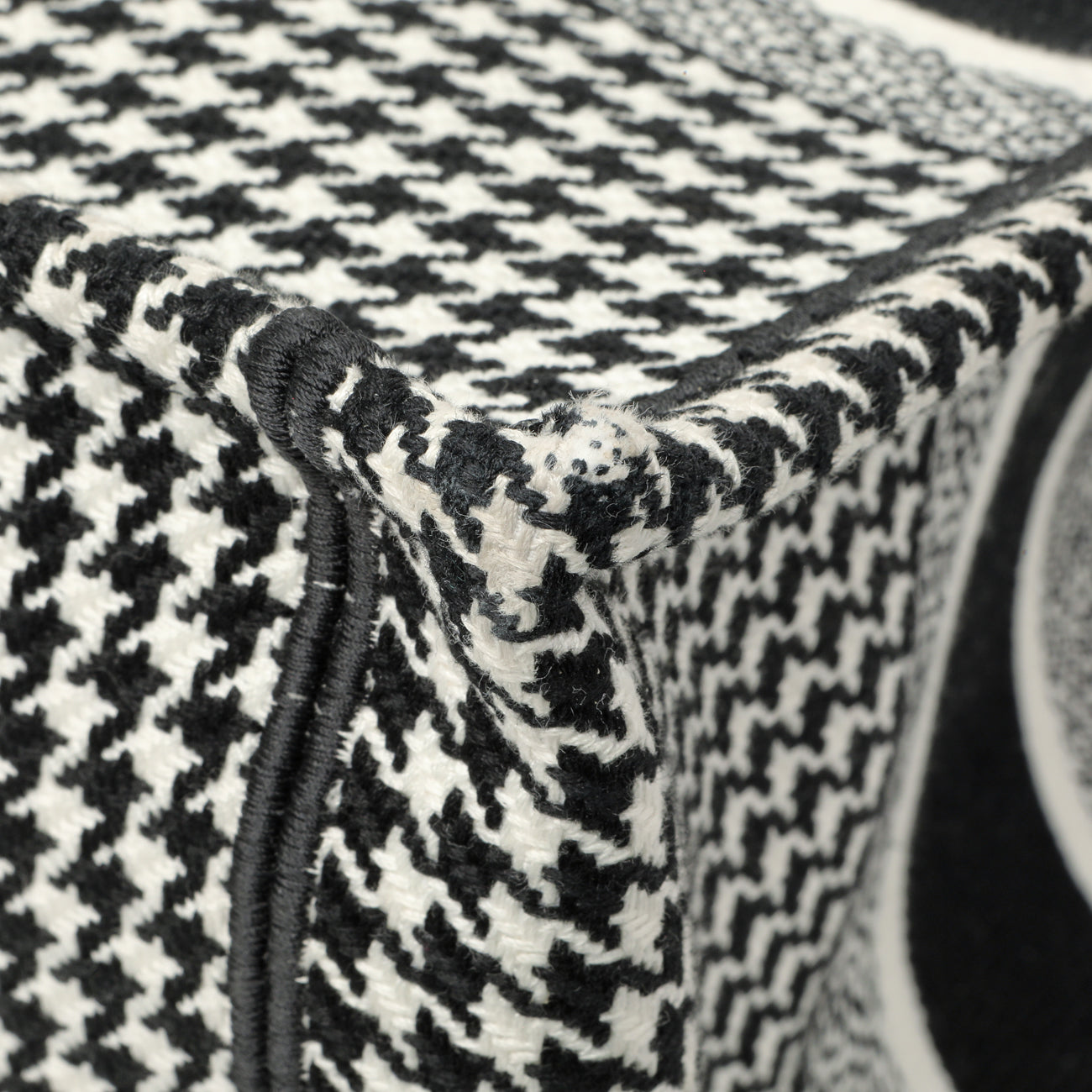 Exclusive Christian Dior Black White Houndstooth Canvas Medium Book Tote — Alternate View 7