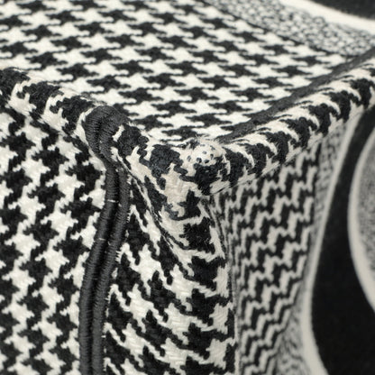 Exclusive Christian Dior Black White Houndstooth Canvas Medium Book Tote — Alternate View 7