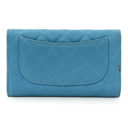 Exclusive Chanel Blue Quilted Caviar Large Flap Wallet — Side View