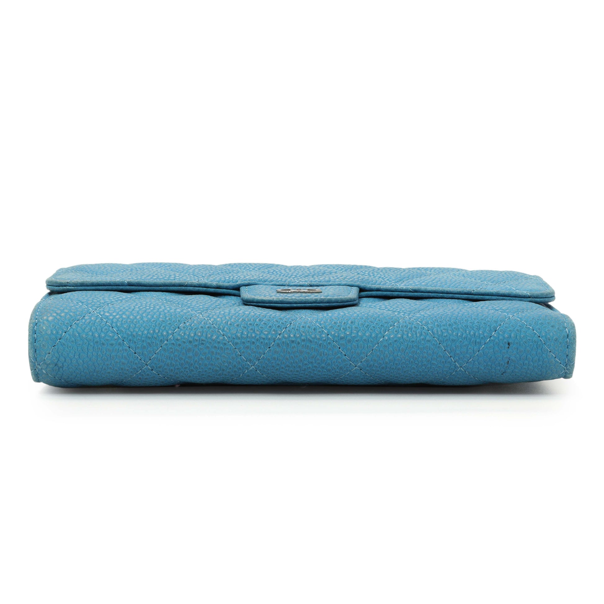 Exclusive Chanel Blue Quilted Caviar Large Flap Wallet — Back View
