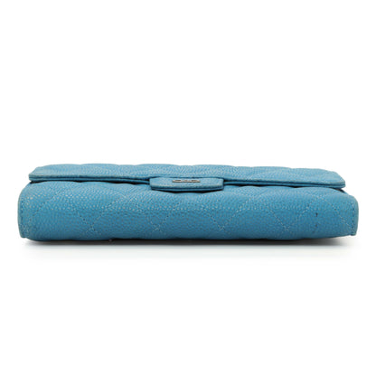 Exclusive Chanel Blue Quilted Caviar Large Flap Wallet — Back View