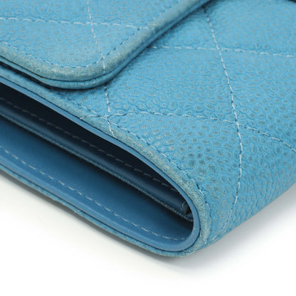 Exclusive Chanel Blue Quilted Caviar Large Flap Wallet — Top View