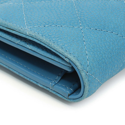 Exclusive Chanel Blue Quilted Caviar Large Flap Wallet — Lifestyle View