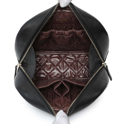 Exclusive Chanel Black Caviar Quilted Medium Curvy Pouch Cosmetic Case — Top View