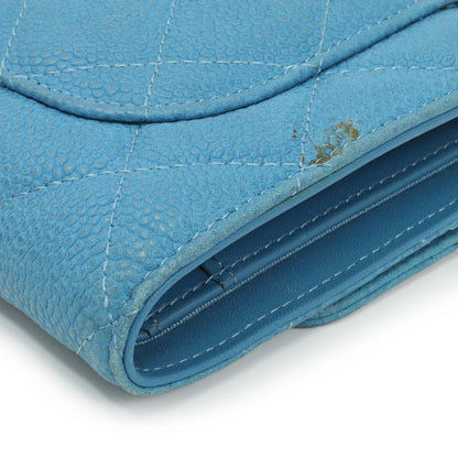 Exclusive Chanel Blue Quilted Caviar Large Flap Wallet — Alternate View 9