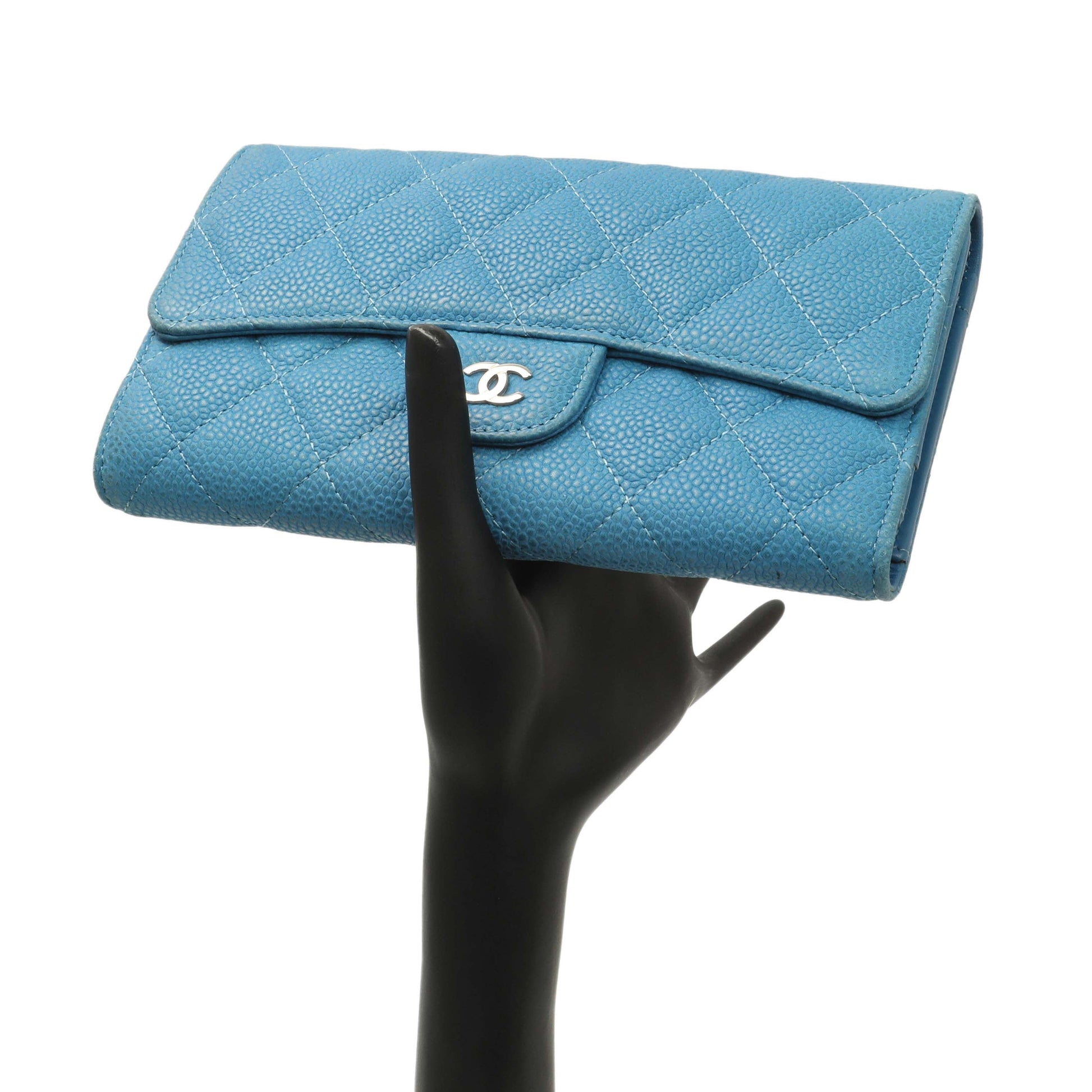 Exclusive Chanel Blue Quilted Caviar Large Flap Wallet — Alternate View 15