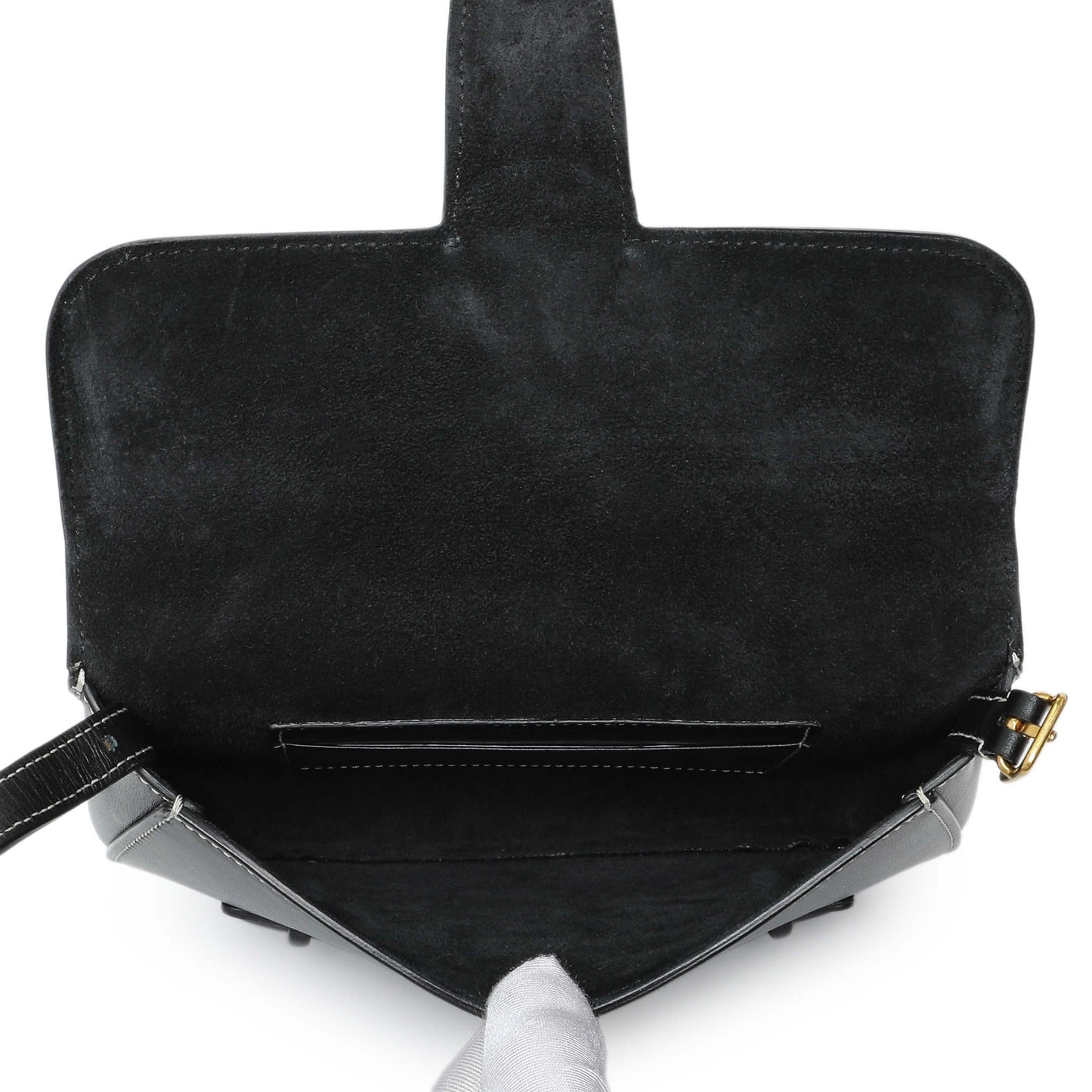 Exclusive Celine Black Smooth Calfskin Mini Symmetrical Bag — Top View