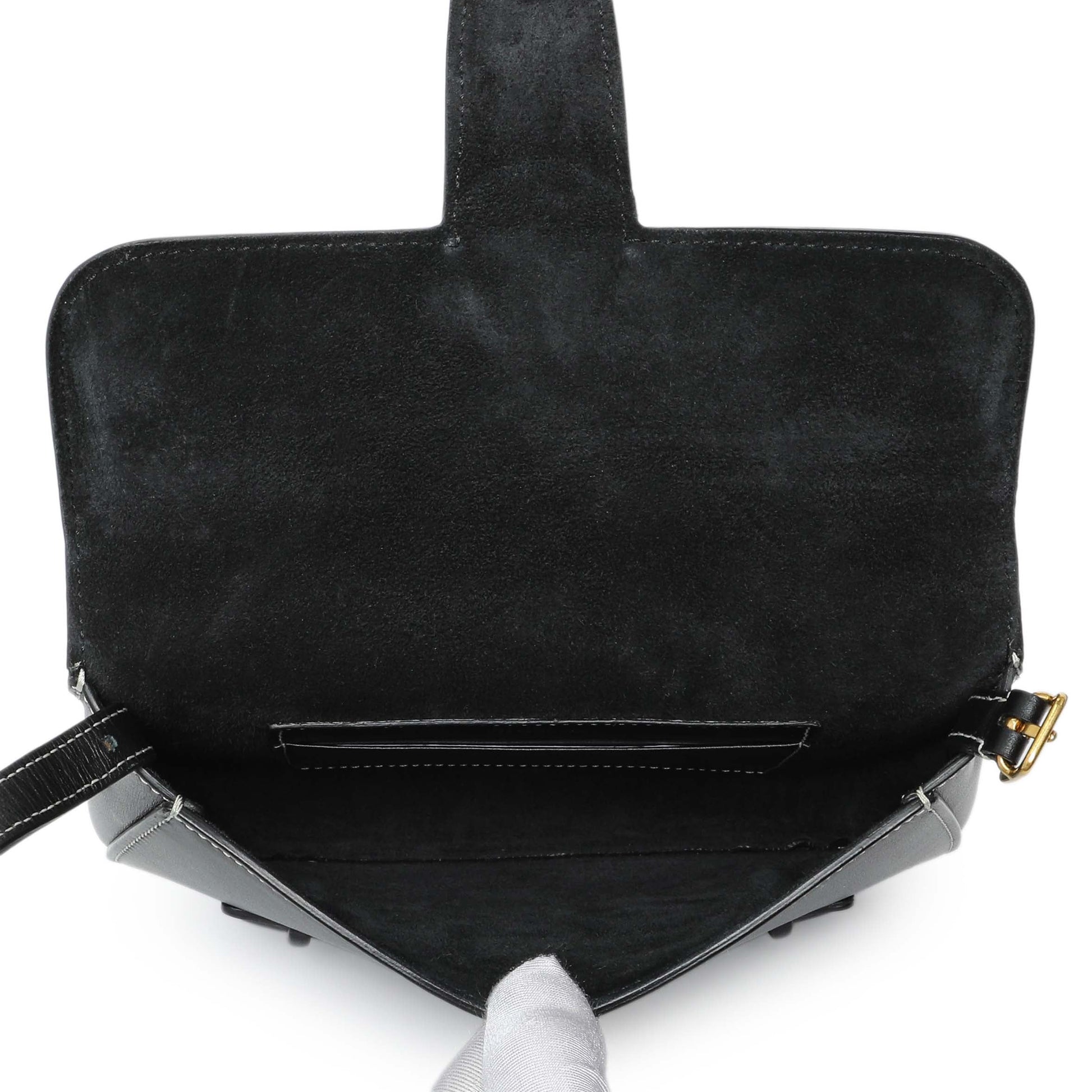 Exclusive Celine Black Smooth Calfskin Mini Symmetrical Bag — Top View