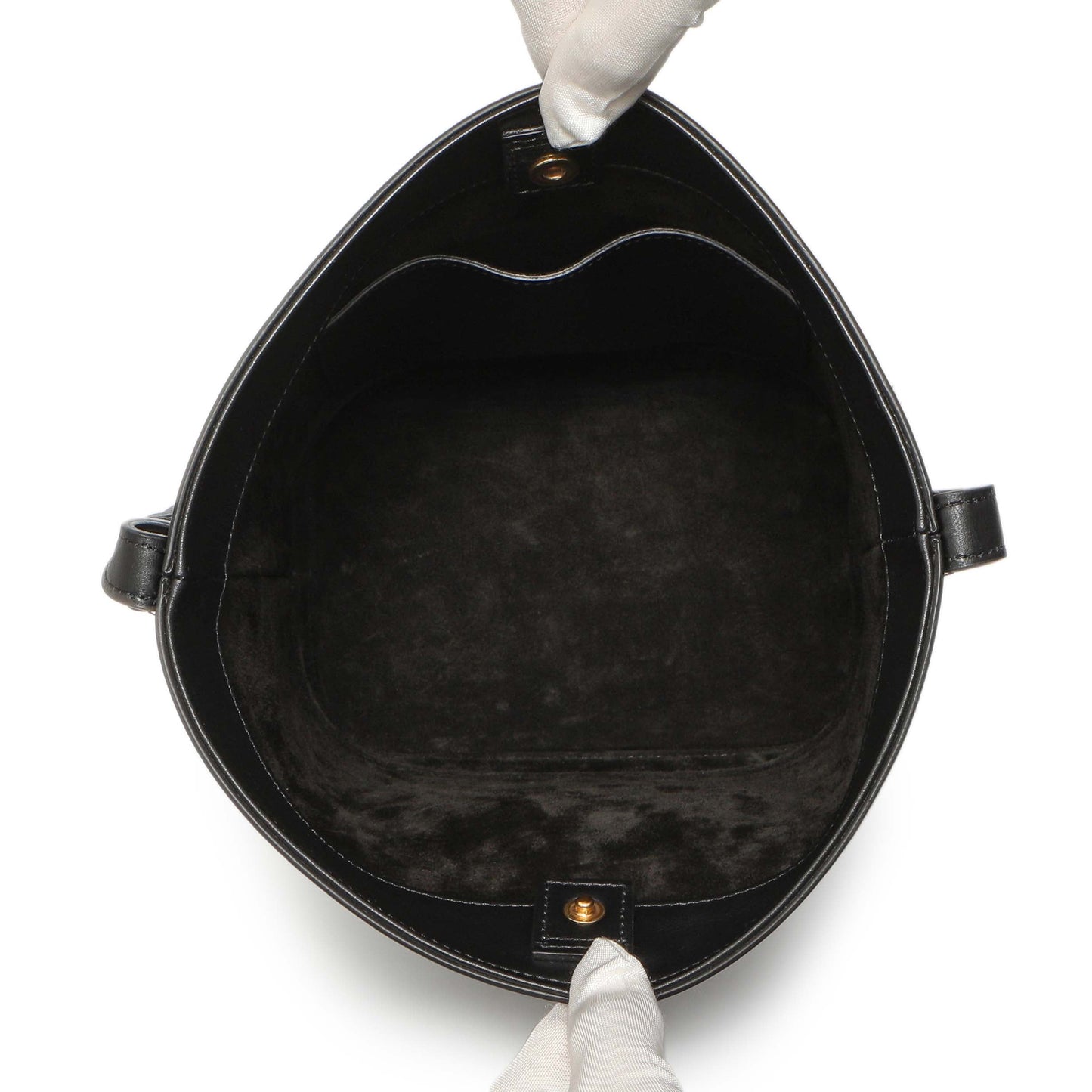 Exclusive Celine Black Smooth Calfskin Triomphe Small Bucket Bag — Back View