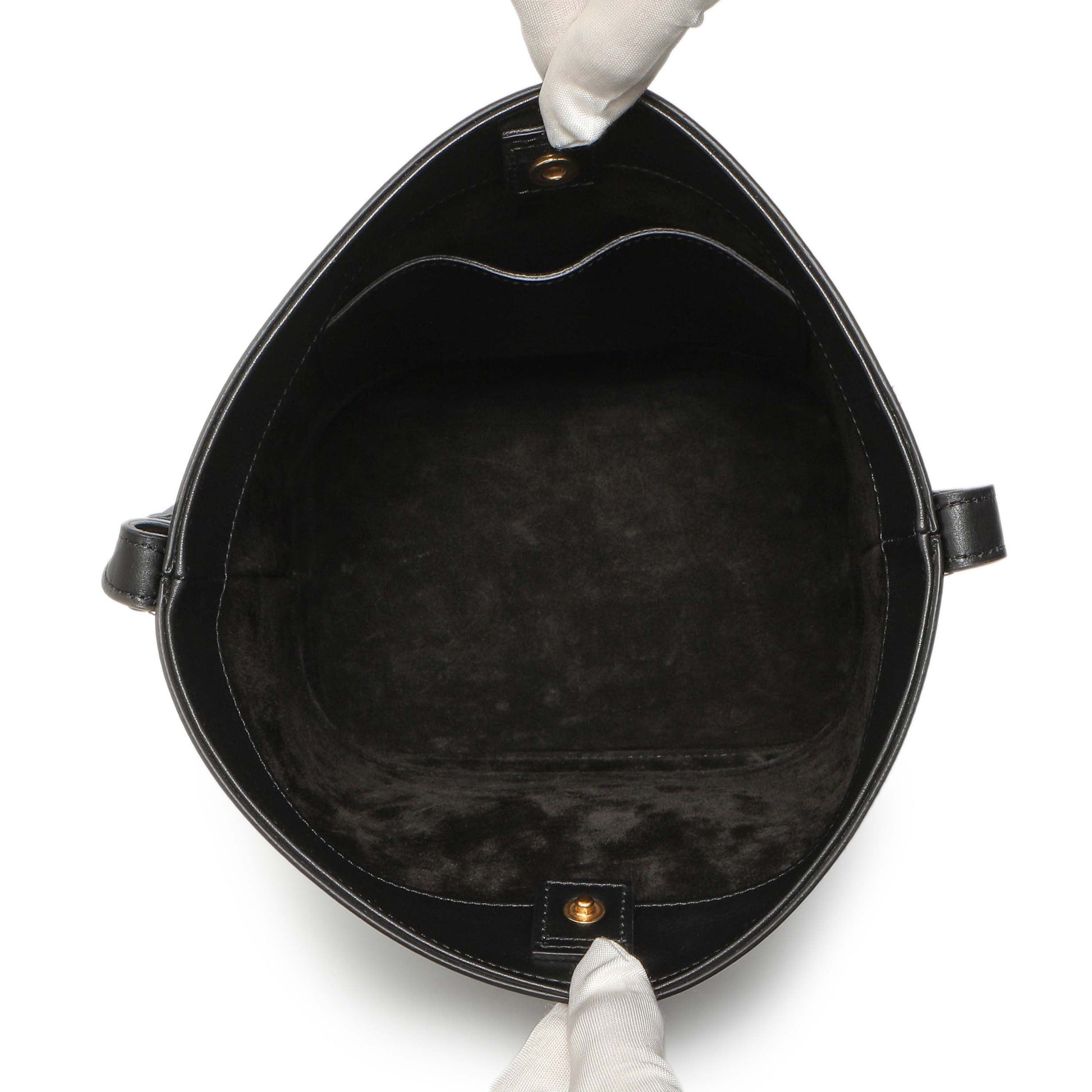 Exclusive Celine Black Smooth Calfskin Triomphe Small Bucket Bag — Back View