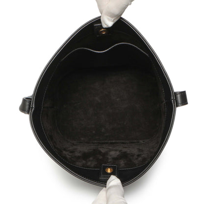 Exclusive Celine Black Smooth Calfskin Triomphe Small Bucket Bag — Back View