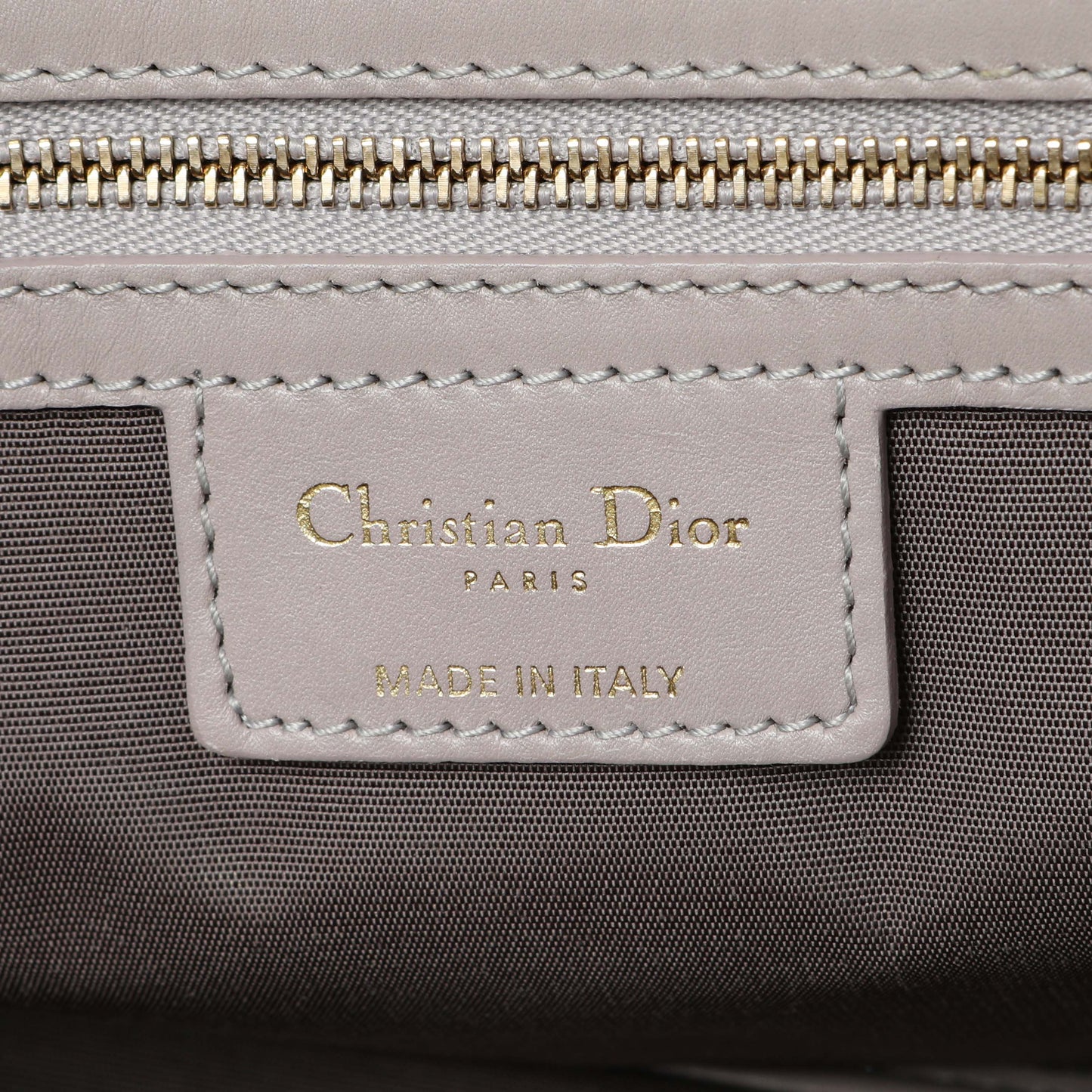 Exclusive Christian Dior Grey Coated Canvas Cannage Small Panarea Tote — Detail View