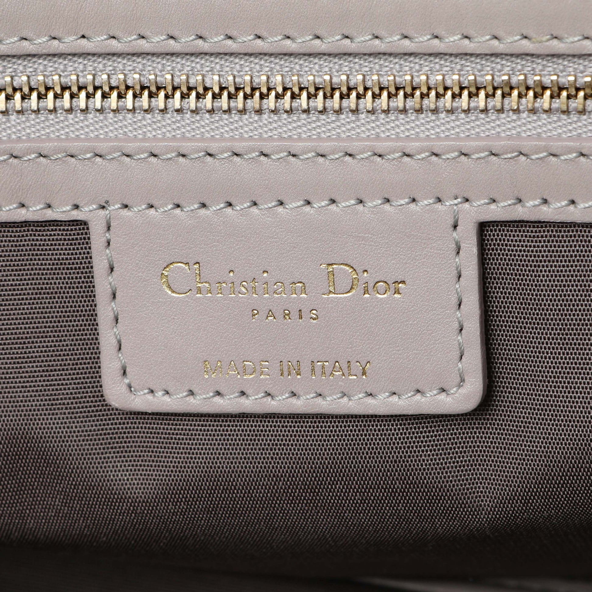 Exclusive Christian Dior Grey Coated Canvas Cannage Small Panarea Tote — Detail View