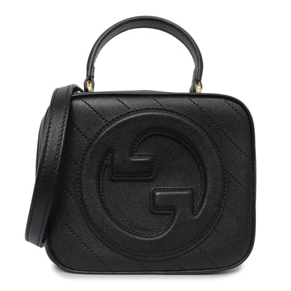 Exclusive Gucci Black Calfskin Diagonal Stitched Blondie Top Handle — Side View