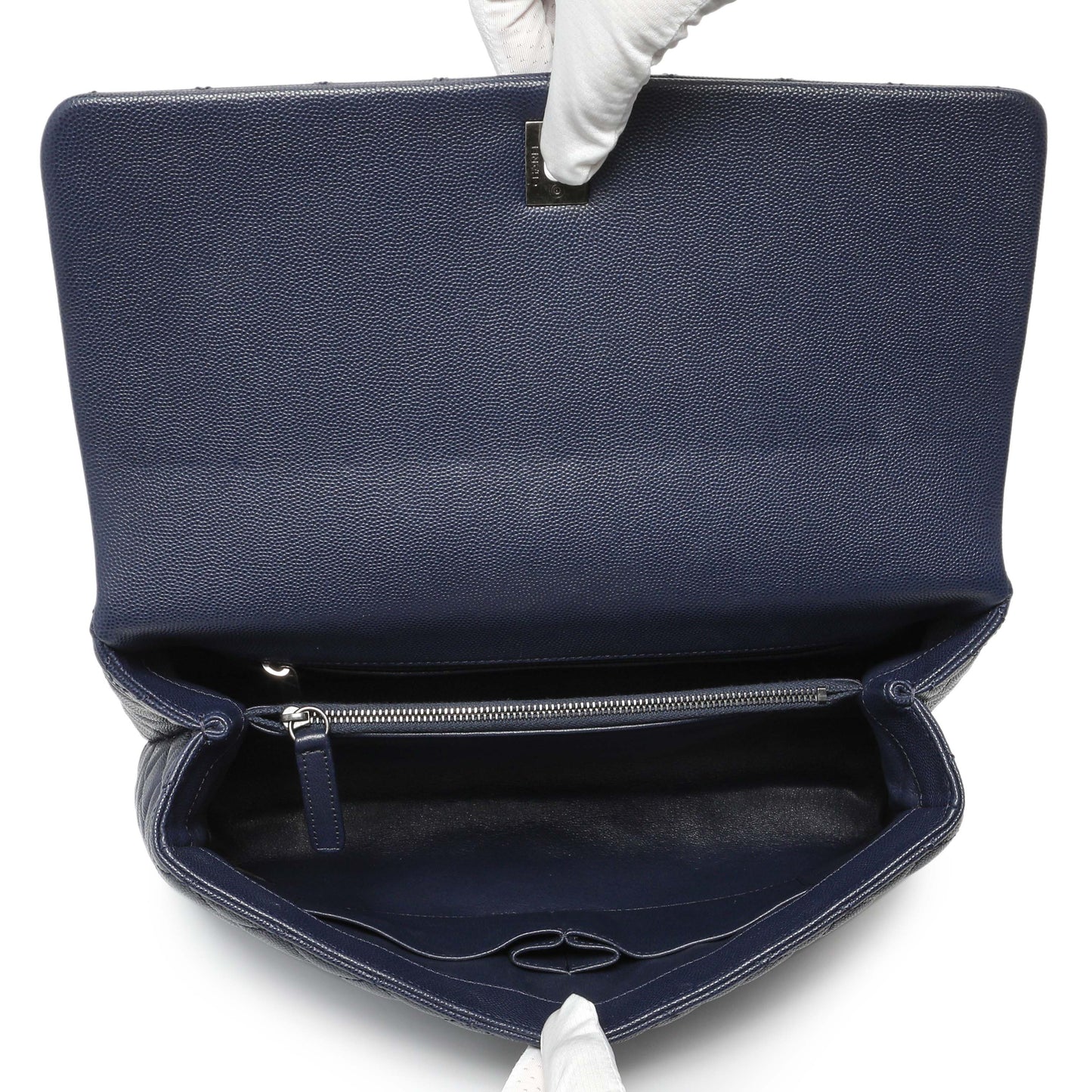 Exclusive Chanel Navy Quilted Caviar Lizard Medium Coco Handle — Alternate View 8