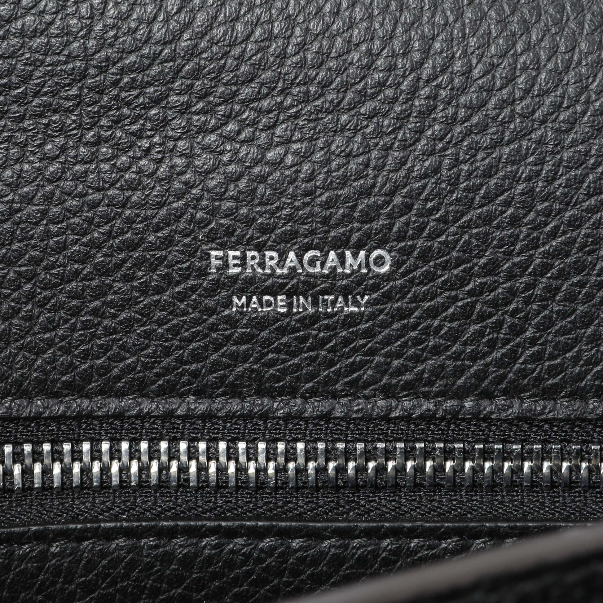 Exclusive Ferragamo Brown Double Gancini Messenger Bag — Detail View