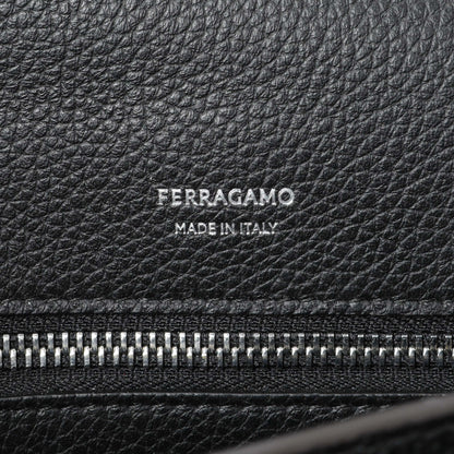 Exclusive Ferragamo Brown Double Gancini Messenger Bag — Detail View