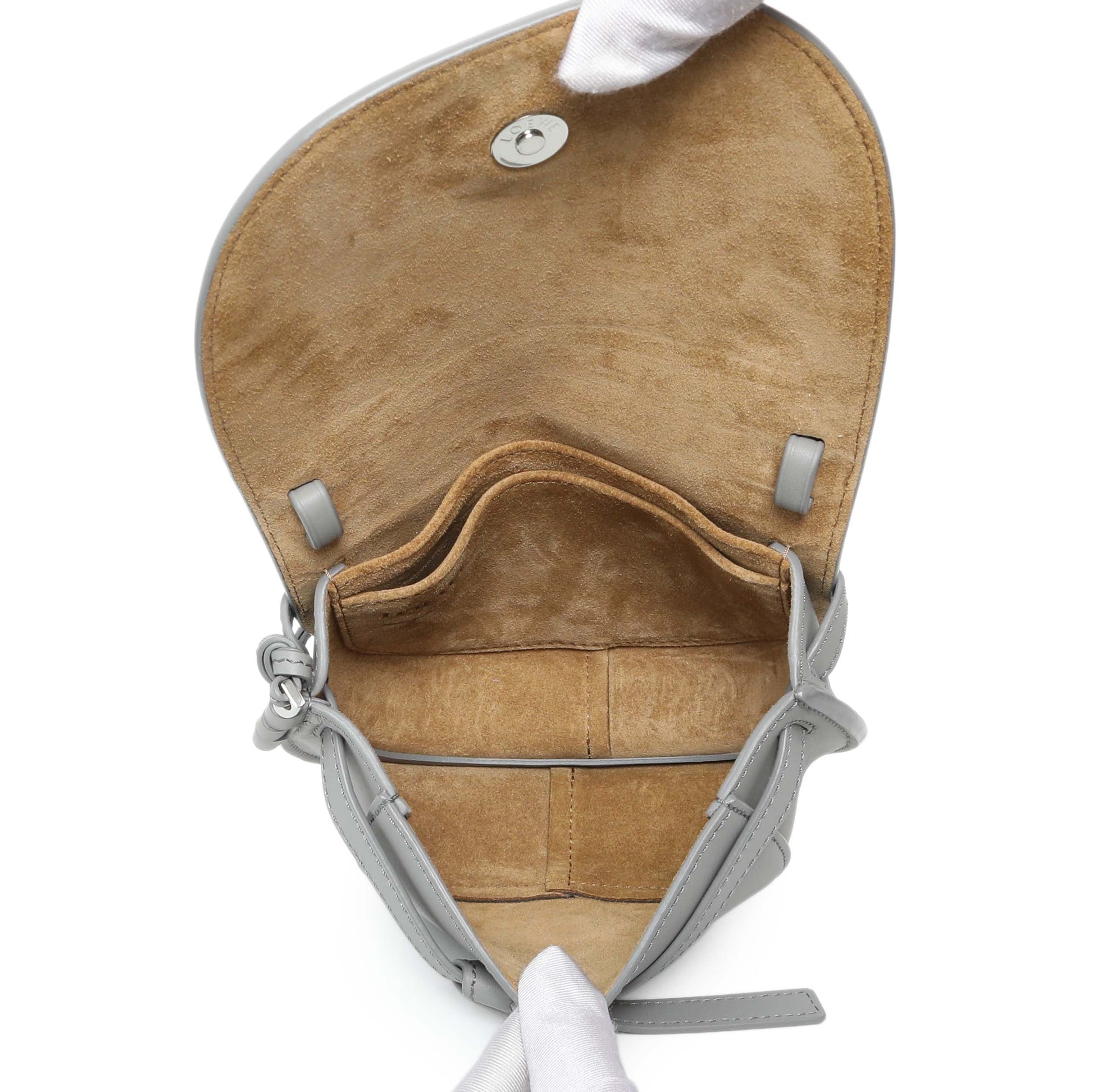 Exclusive Loewe Grey Calfskin Jacquard Mini Gate Crossbody — Top View