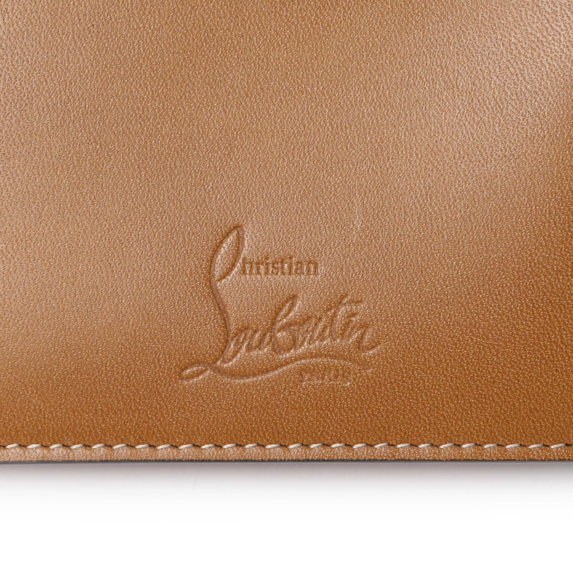 Exclusive Christian Louboutin Tan Calfskin Spiked Bill Clip Wallet — Detail View