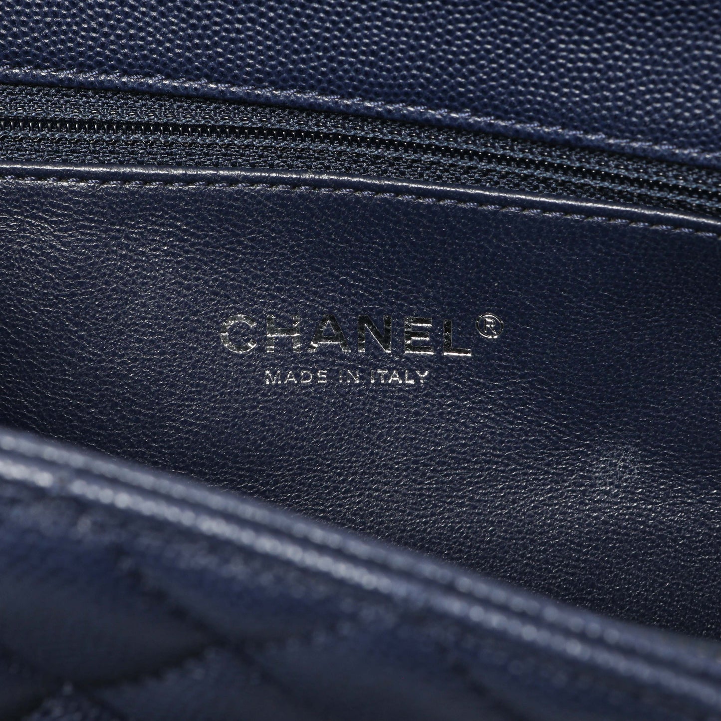 Exclusive Chanel Navy Quilted Caviar Lizard Medium Coco Handle — Alternate View 9