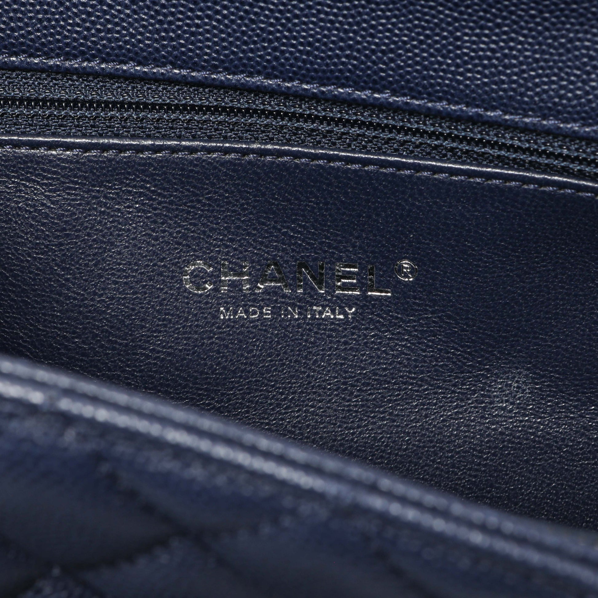 Exclusive Chanel Navy Quilted Caviar Lizard Medium Coco Handle — Alternate View 9