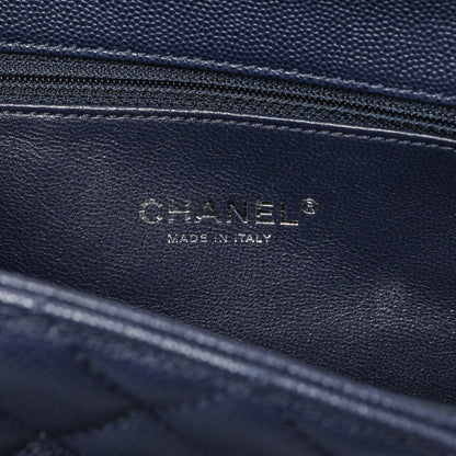 Exclusive Chanel Navy Quilted Caviar Lizard Medium Coco Handle — Alternate View 9