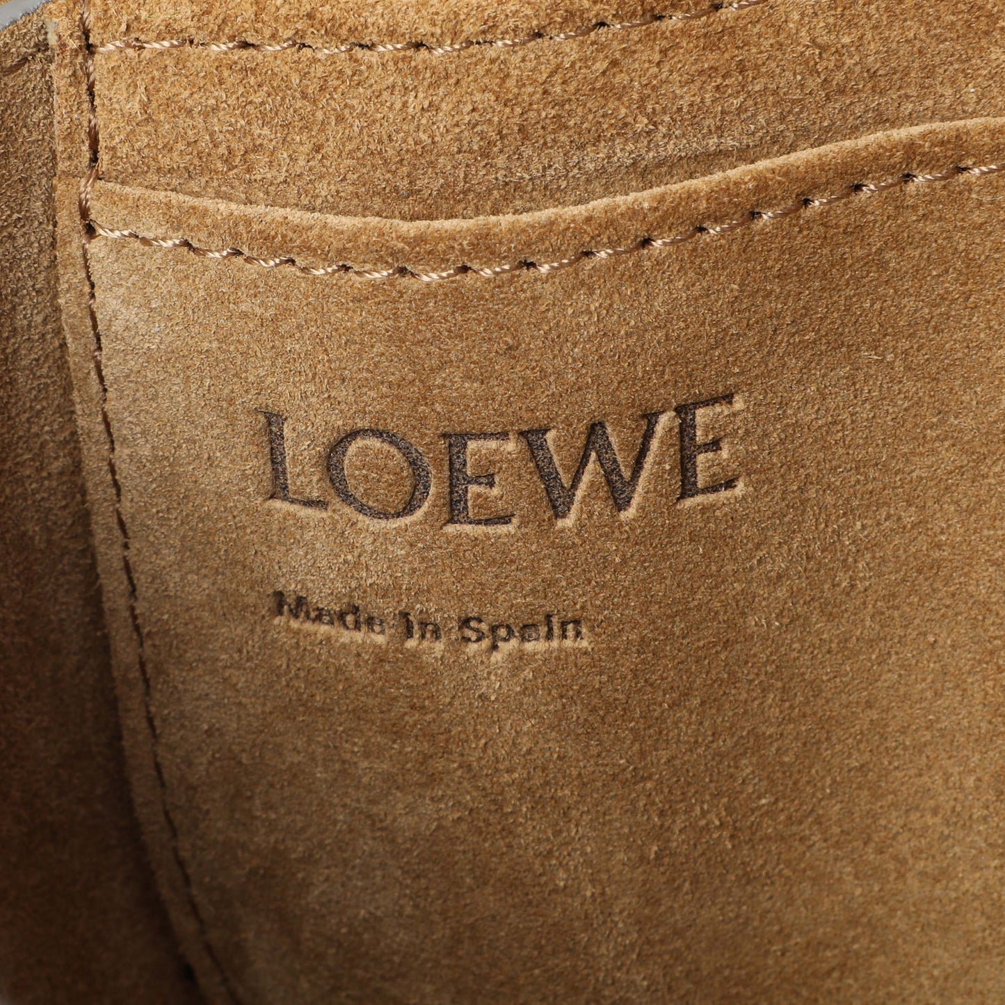 Exclusive Loewe Grey Calfskin Jacquard Mini Gate Crossbody — Detail View