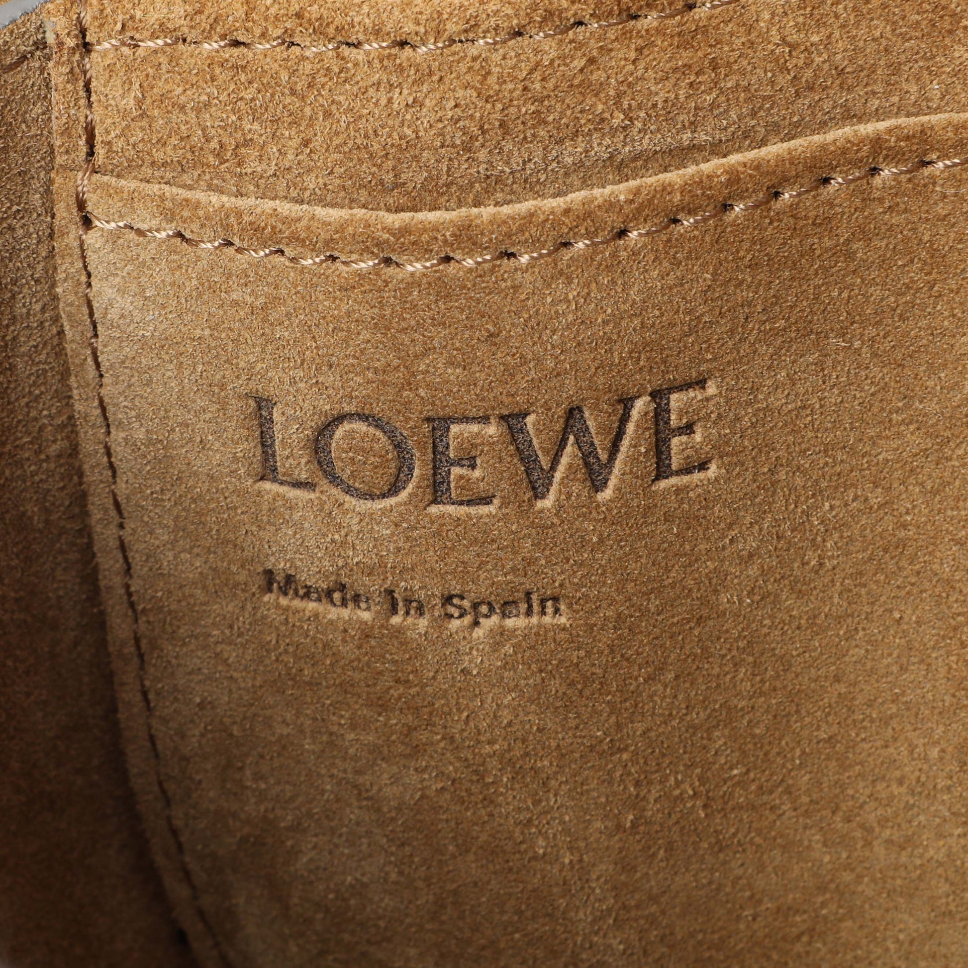 Exclusive Loewe Grey Calfskin Jacquard Mini Gate Crossbody — Detail View