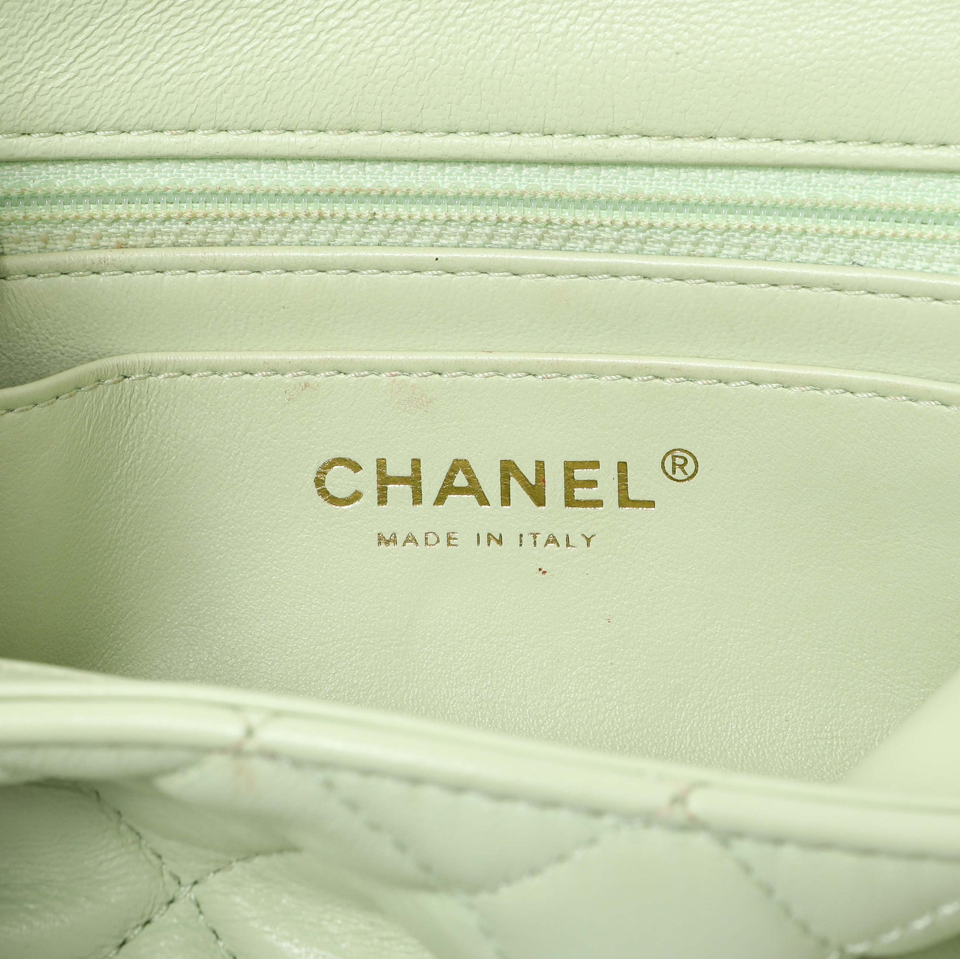 Exclusive Chanel Green Quilted Lambskin Mini Pearl Crush Rectangular Flap — Alternate View 10