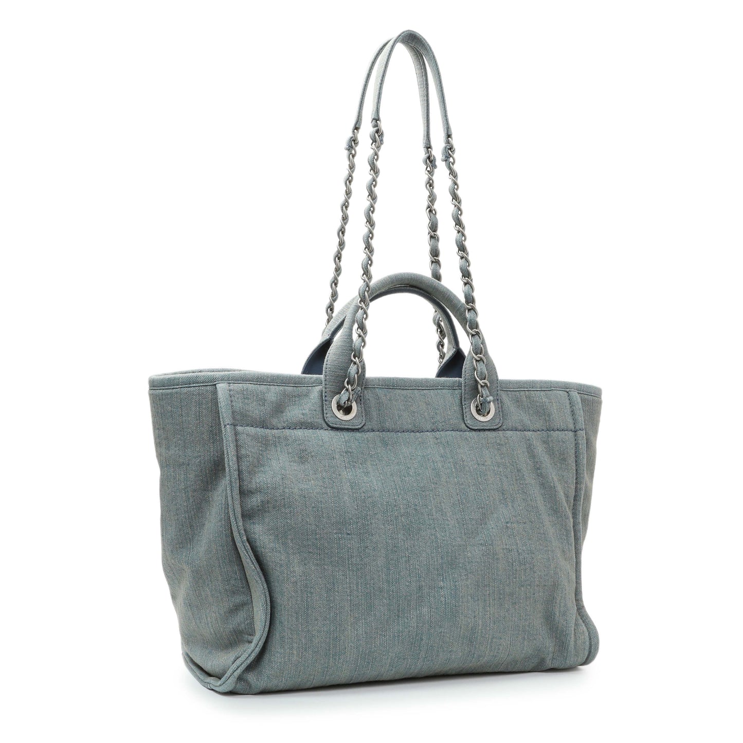 Exclusive Chanel Blue Denim Medium Deauville Tote — Side View