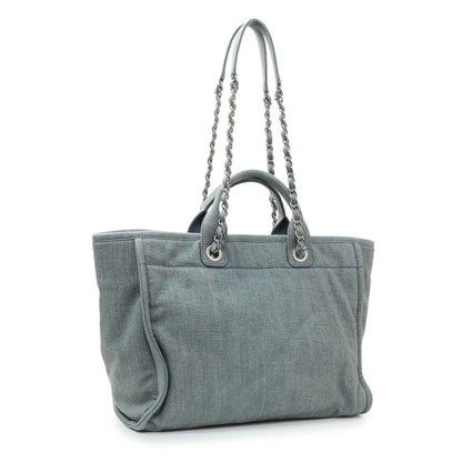 Exclusive Chanel Blue Denim Medium Deauville Tote — Side View
