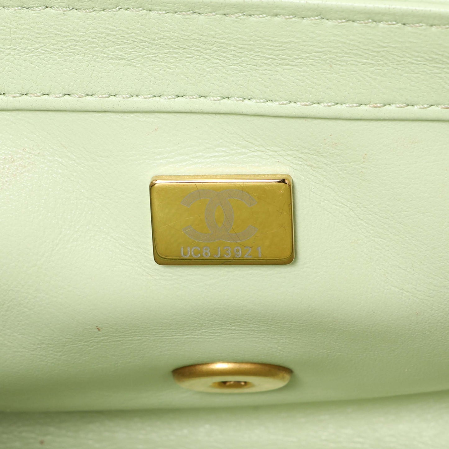 Exclusive Chanel Green Quilted Lambskin Mini Pearl Crush Rectangular Flap — Alternate View 11