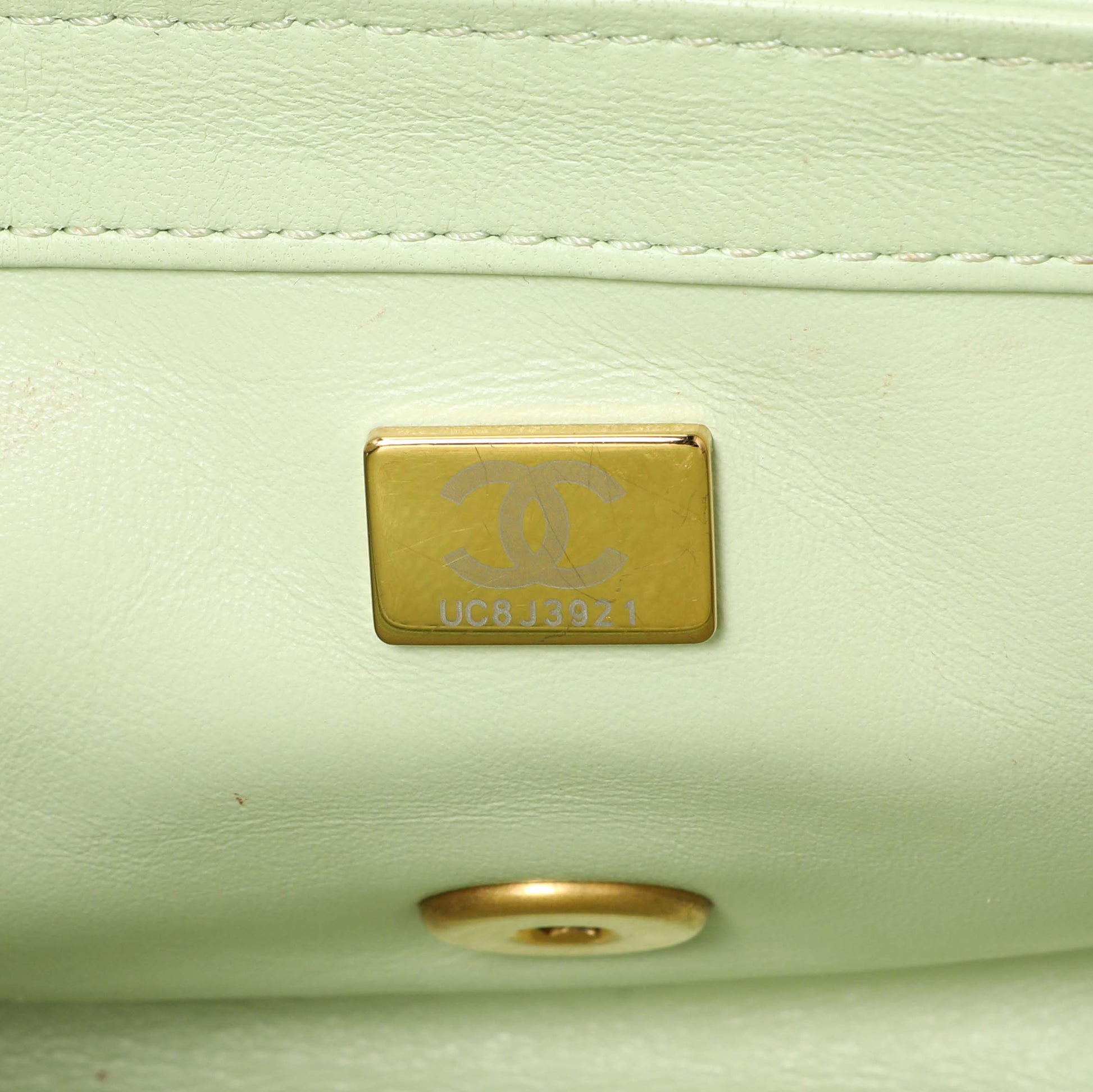 Exclusive Chanel Green Quilted Lambskin Mini Pearl Crush Rectangular Flap — Alternate View 11