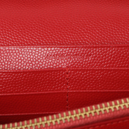 Exclusive Saint Laurent Red Grain De Poudre Matelasse Chevron Monogram Chain Wallet — Alternate View 12