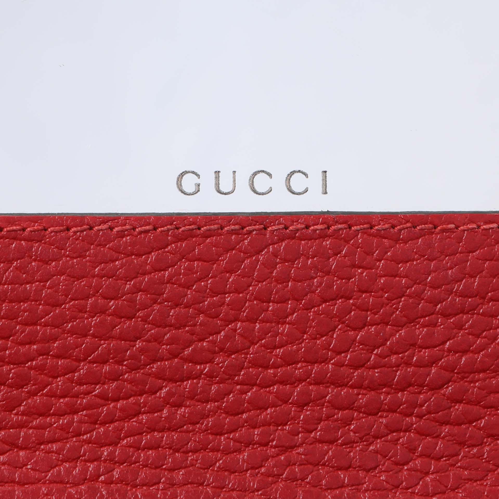 Exclusive Gucci Hibiscus Red Dollar Calfskin Mini GG Marmont Chain Wallet — Alternate View 9