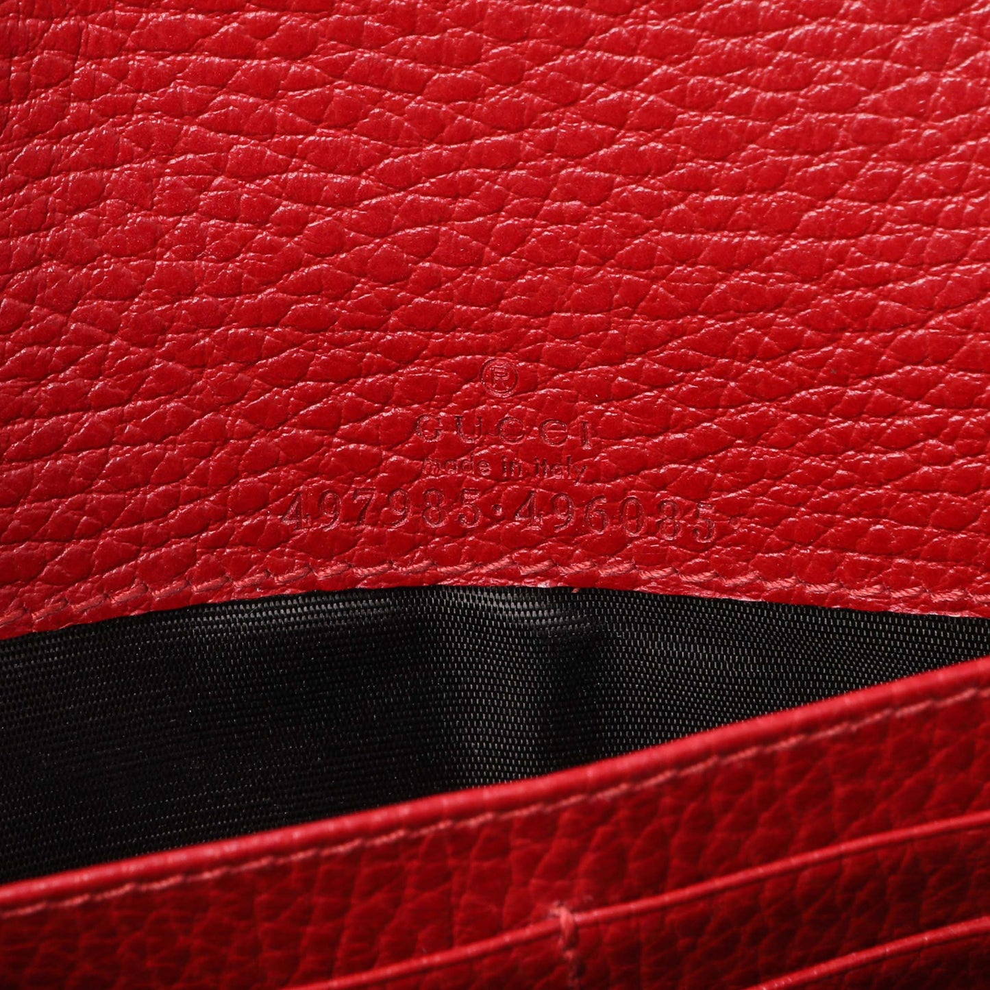 Exclusive Gucci Hibiscus Red Dollar Calfskin Mini GG Marmont Chain Wallet — Alternate View 10