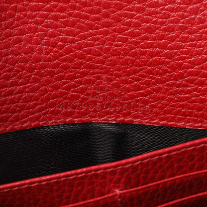 Exclusive Gucci Hibiscus Red Dollar Calfskin Mini GG Marmont Chain Wallet — Alternate View 10
