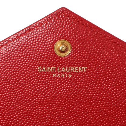 Exclusive Saint Laurent Red Grain De Poudre Matelasse Chevron Monogram Chain Wallet — Alternate View 10