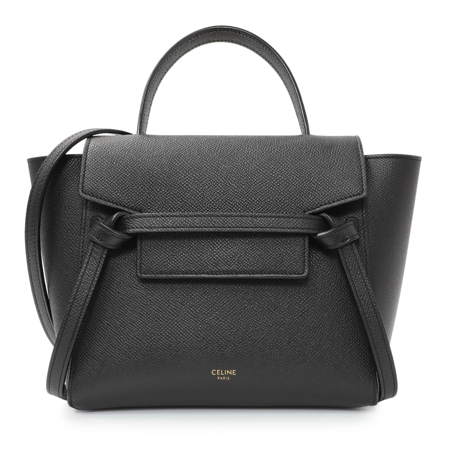 Exclusive Celine Black Grained Calfskin Nano Belt Bag — Front View