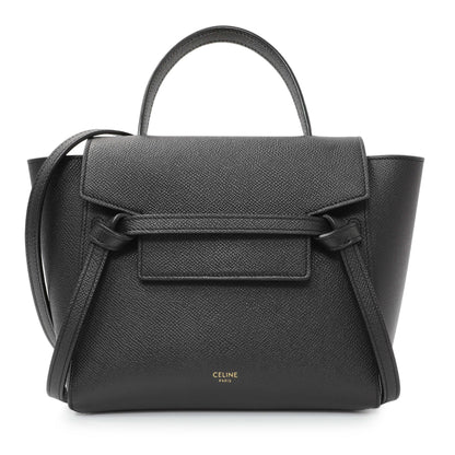 Exclusive Celine Black Grained Calfskin Nano Belt Bag — Front View